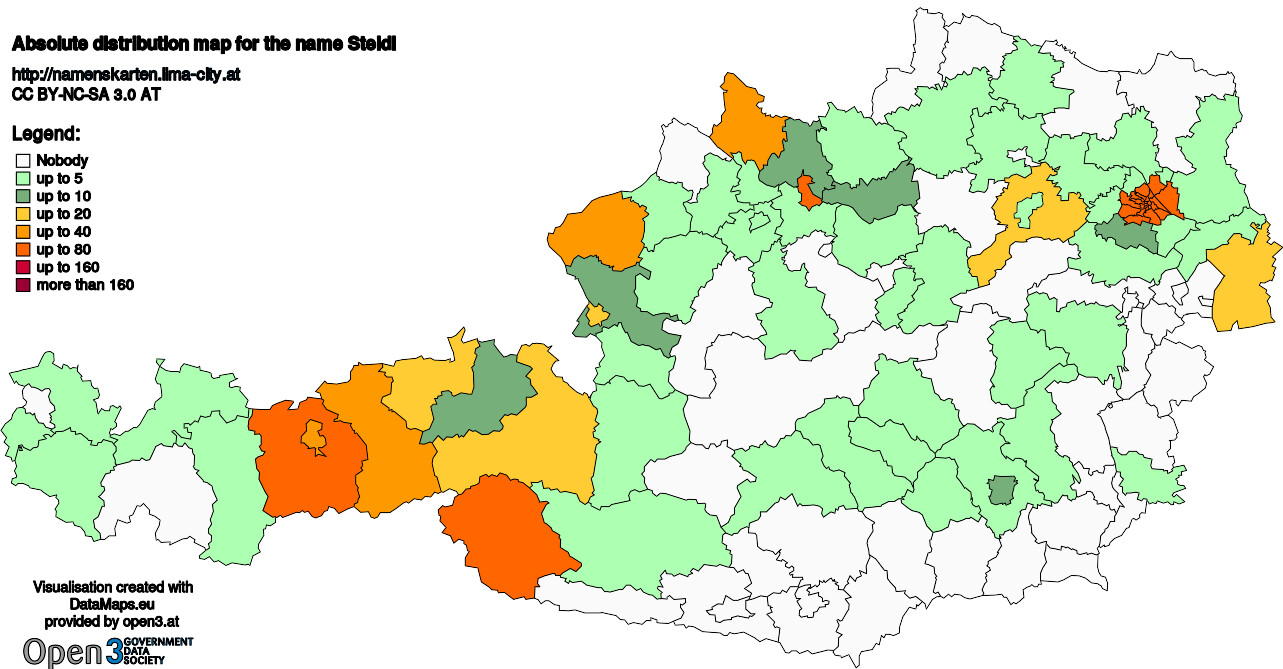 Absolute Distribution maps for surname Steidl