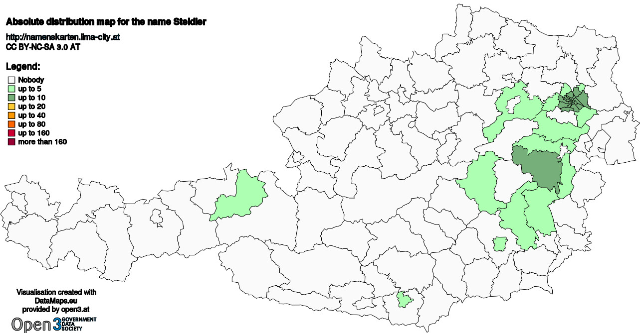 Absolute Distribution maps for surname Steidler