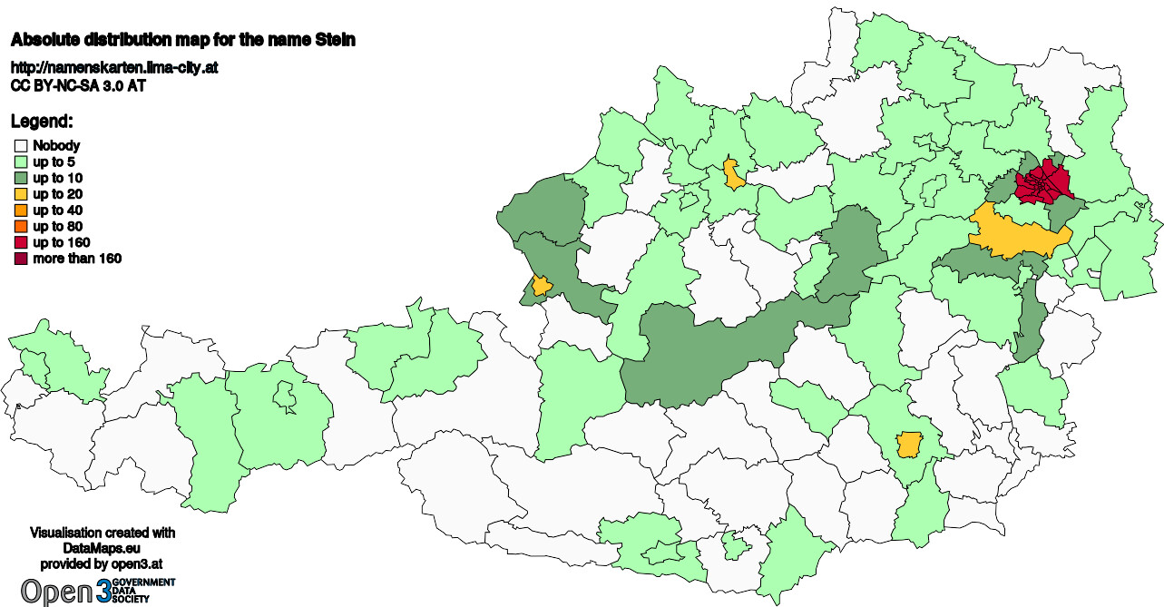 Absolute Distribution maps for surname Stein