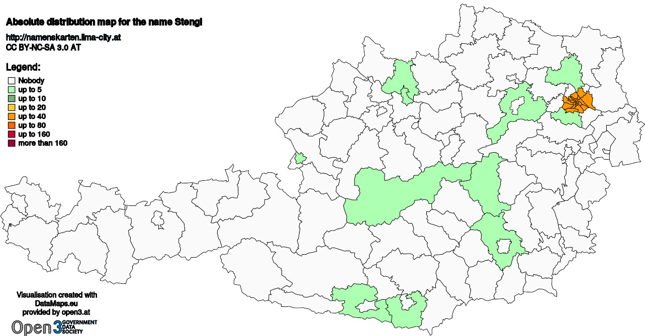 Absolute Distribution maps for surname Stengl