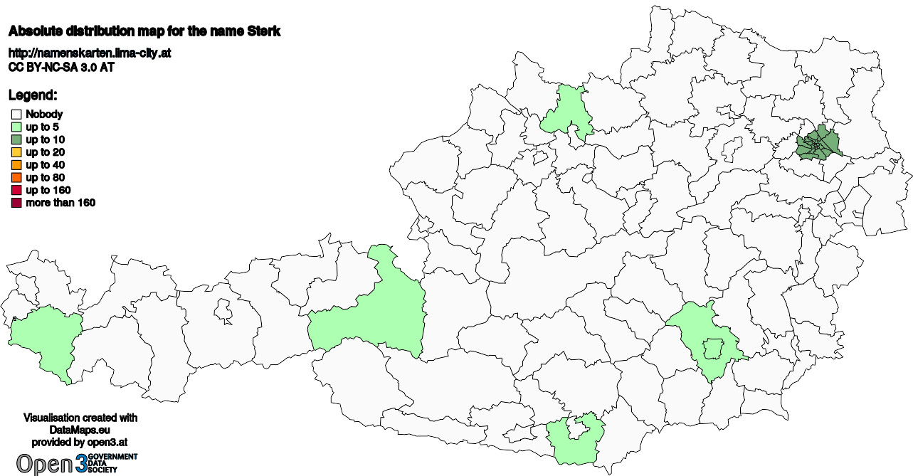 Absolute Distribution maps for surname Sterk