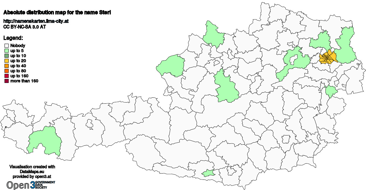 Absolute Distribution maps for surname Sterl