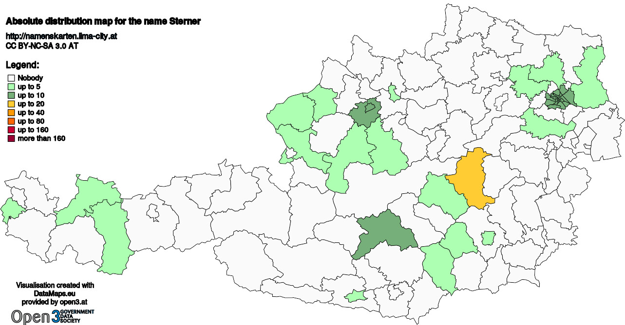 Absolute Distribution maps for surname Sterner