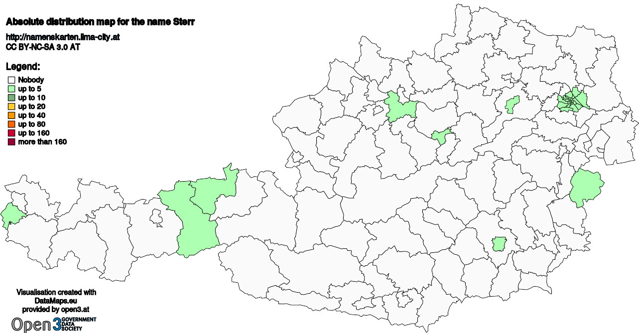 Absolute Distribution maps for surname Sterr