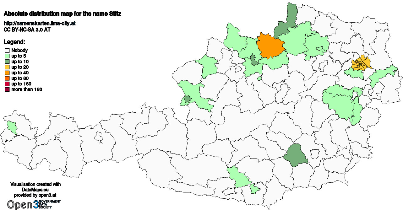 Absolute Distribution maps for surname Stitz