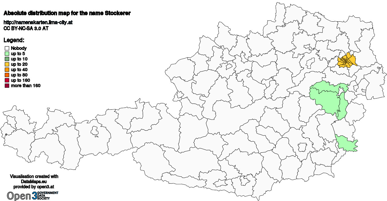 Absolute Distribution maps for surname Stockerer
