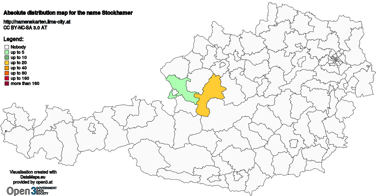 Absolute Distribution maps for surname Stockhamer