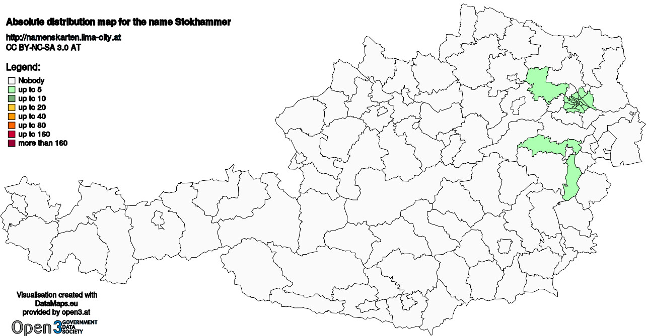 Absolute Distribution maps for surname Stokhammer