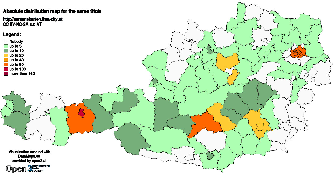 Absolute Distribution maps for surname Stolz