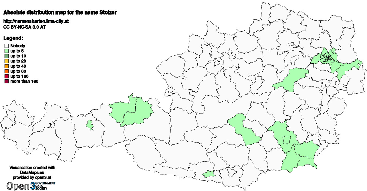 Absolute Distribution maps for surname Stolzer