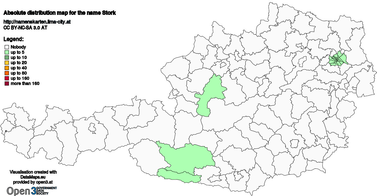 Absolute Distribution maps for surname Stork