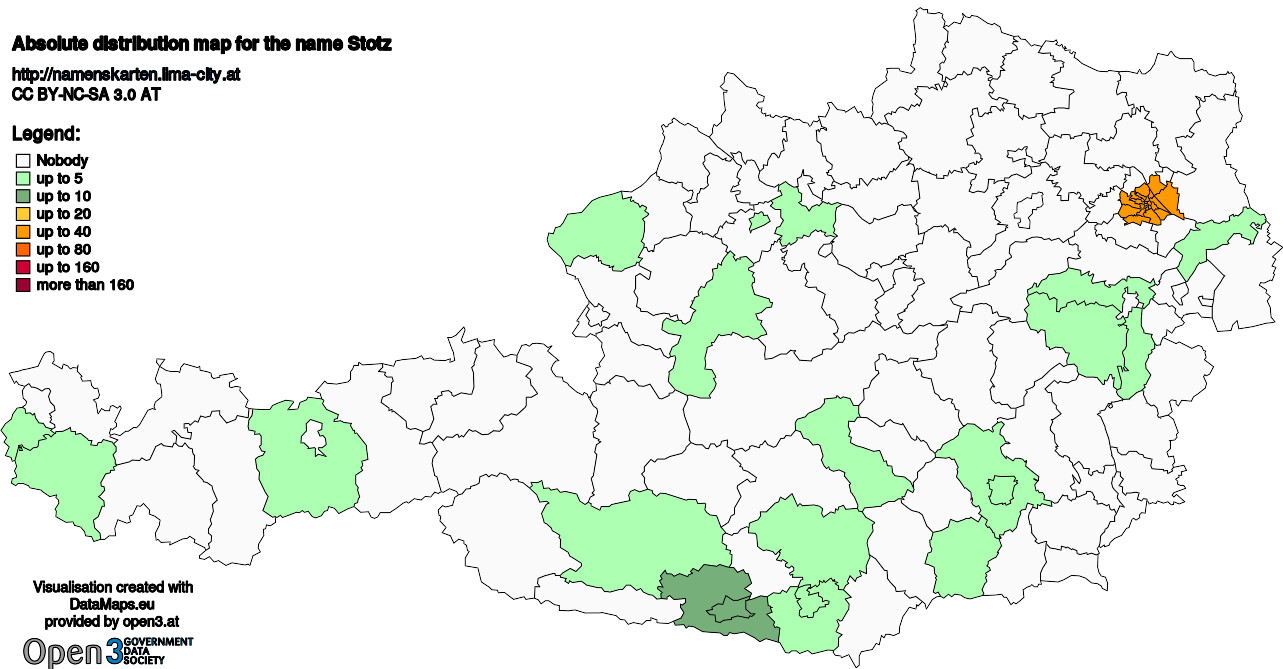 Absolute Distribution maps for surname Stotz