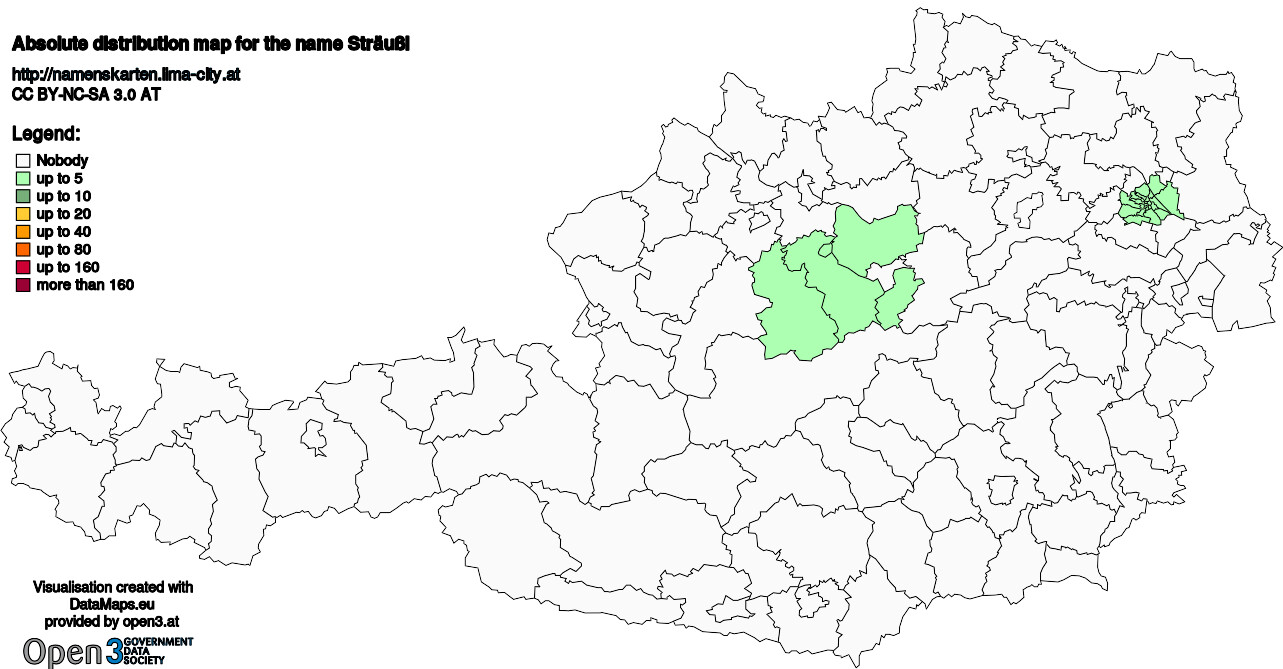 Absolute Distribution maps for surname Sträußl