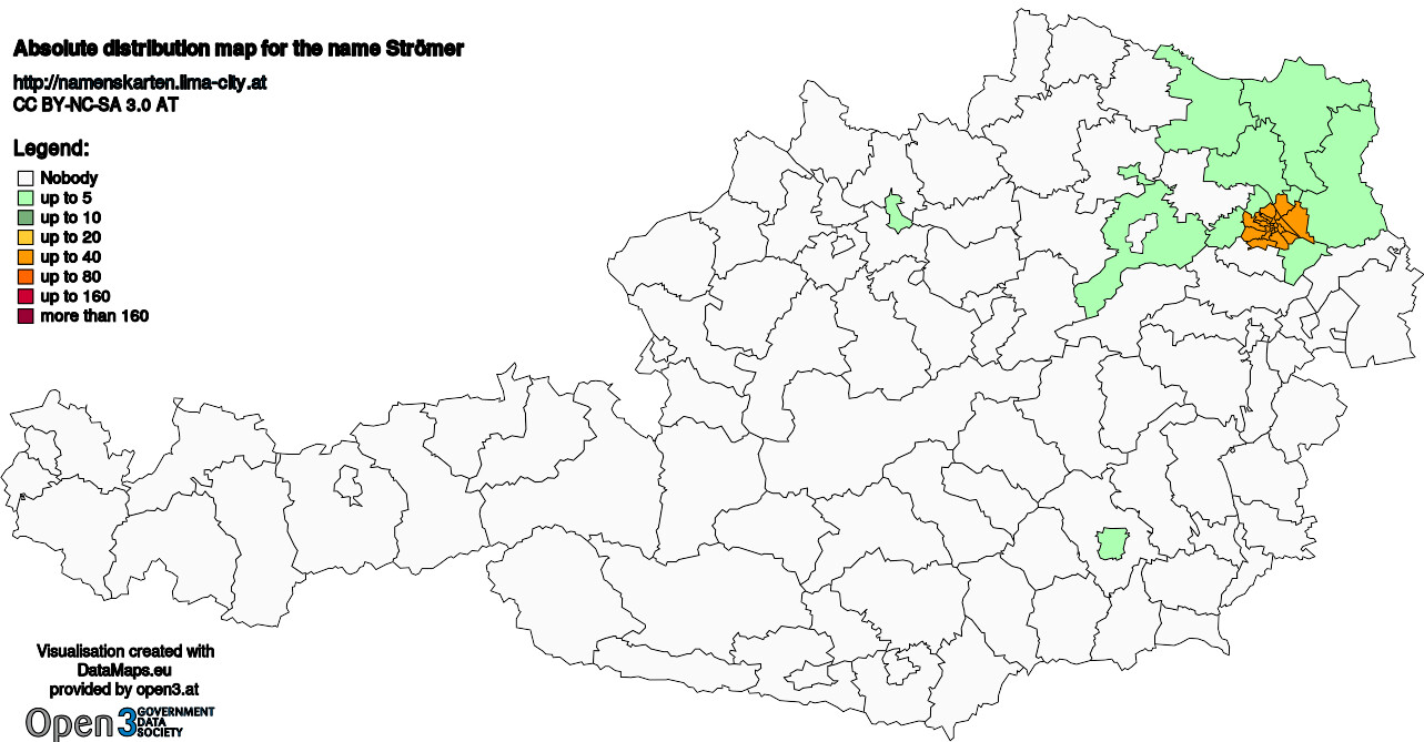 Absolute Distribution maps for surname Strömer