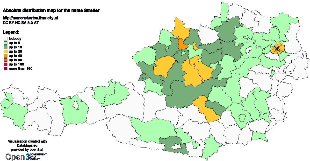 Absolute Distribution maps for surname Straßer