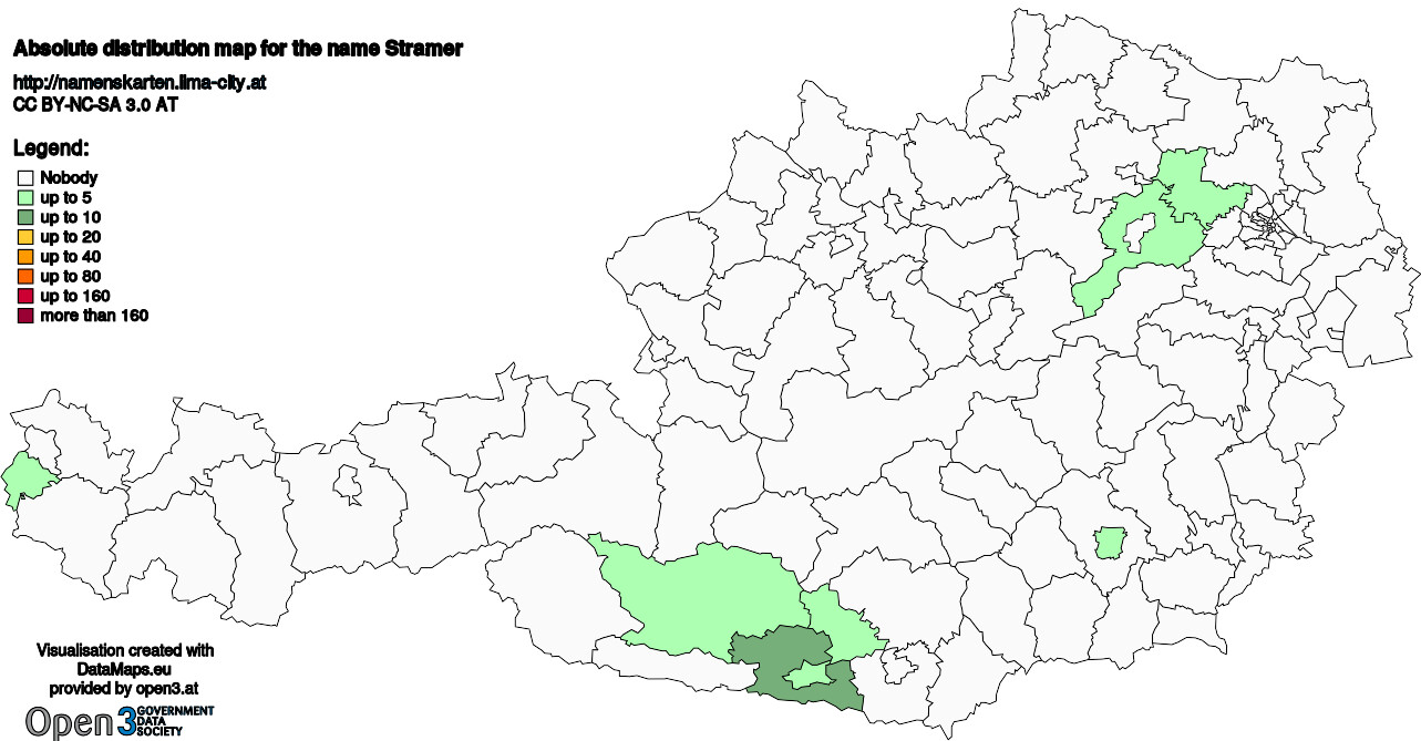 Absolute Distribution maps for surname Stramer