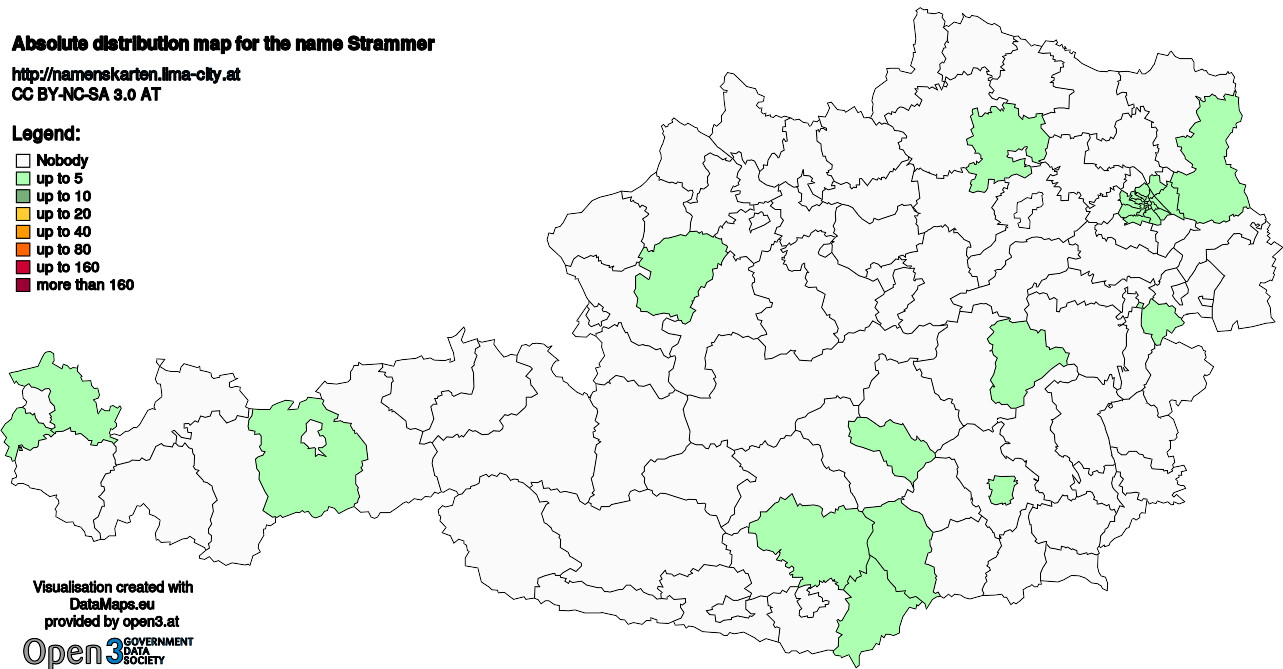 Absolute Distribution maps for surname Strammer