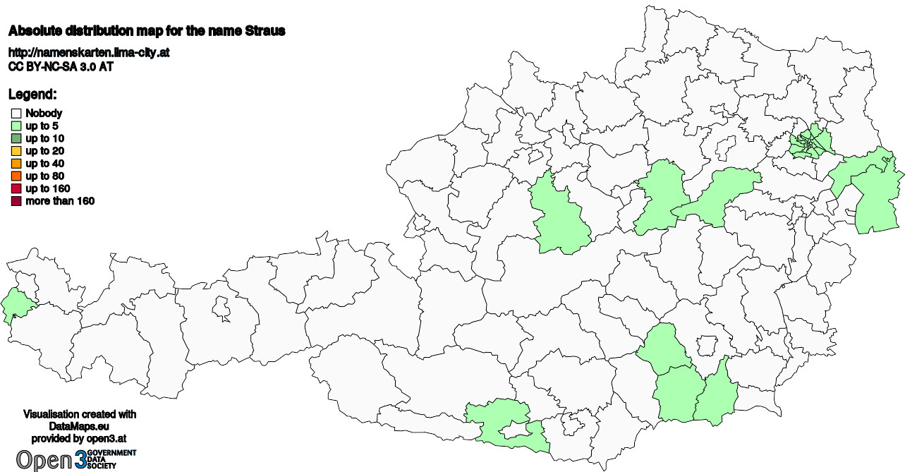 Absolute Distribution maps for surname Straus