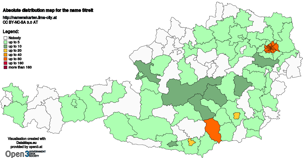 Absolute Distribution maps for surname Streit