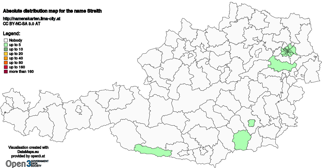 Absolute Distribution maps for surname Streith