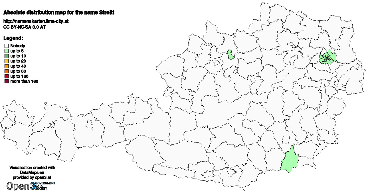 Absolute Distribution maps for surname Streitt