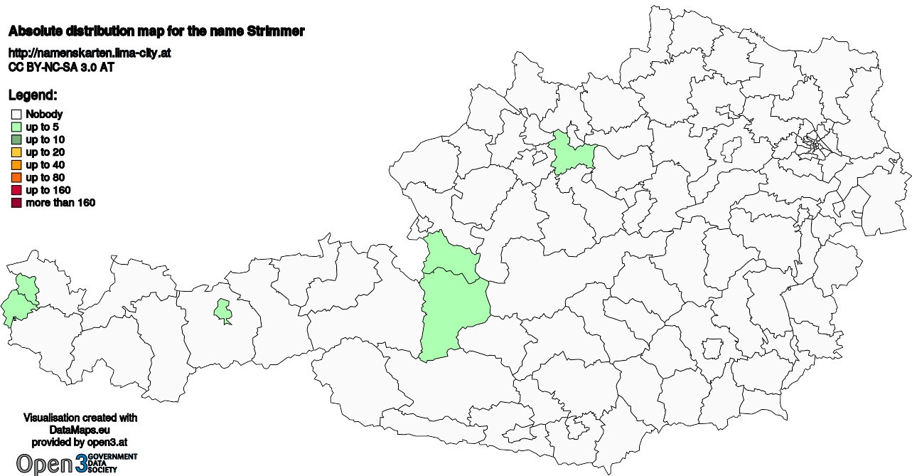 Absolute Distribution maps for surname Strimmer