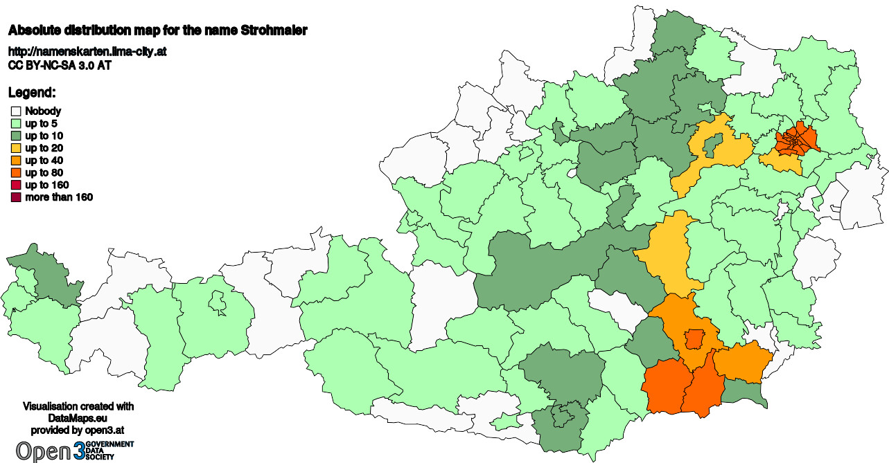 Absolute Distribution maps for surname Strohmaier