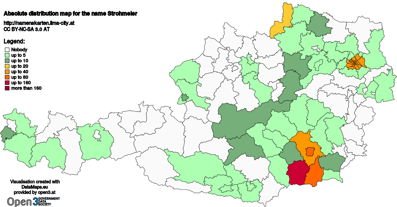 Absolute Distribution maps for surname Strohmeier