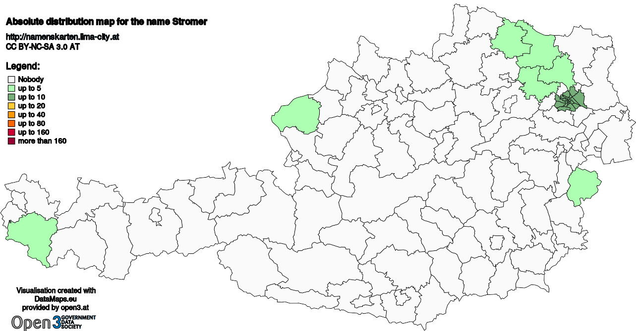 Absolute Distribution maps for surname Stromer