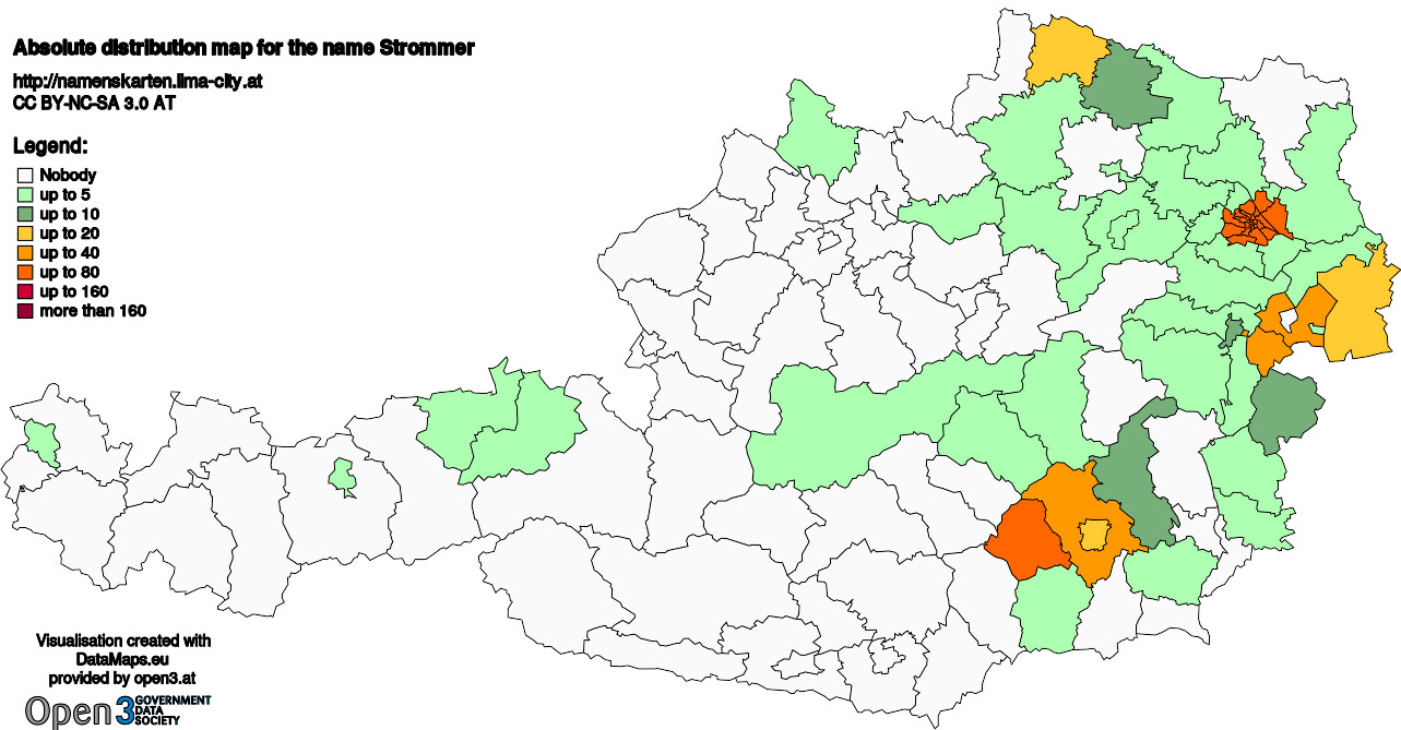 Absolute Distribution maps for surname Strommer