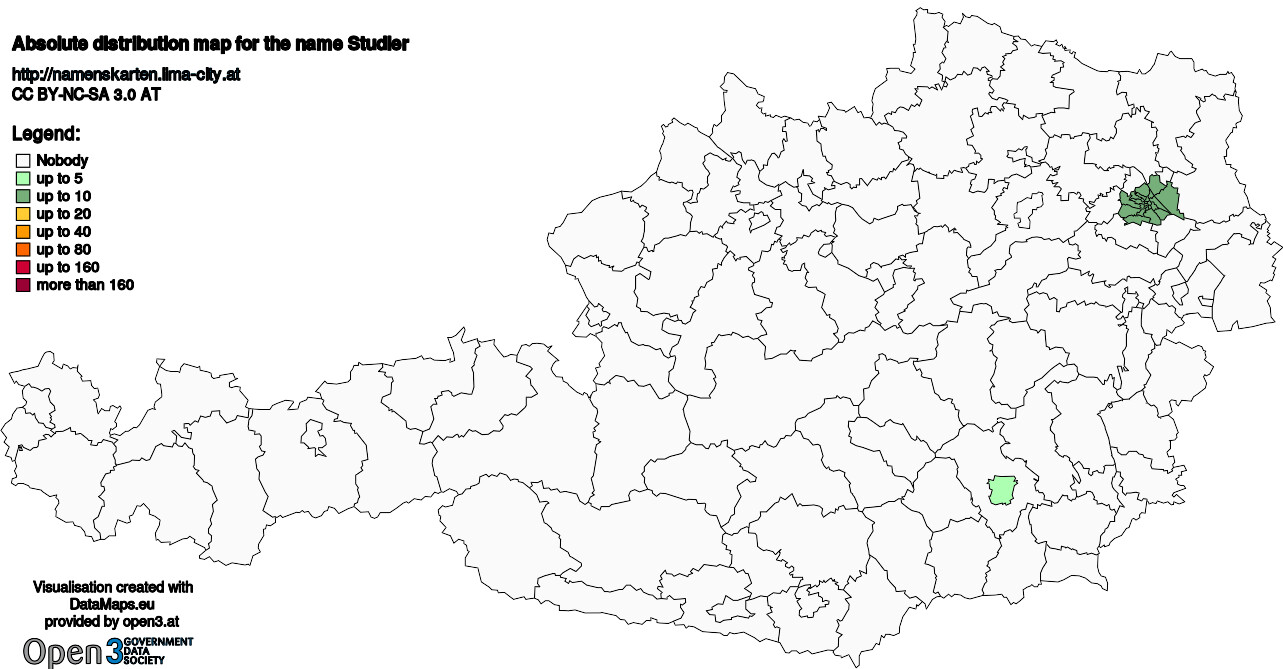 Absolute Distribution maps for surname Studler