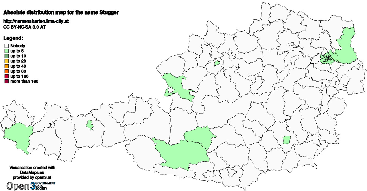 Absolute Distribution maps for surname Stugger