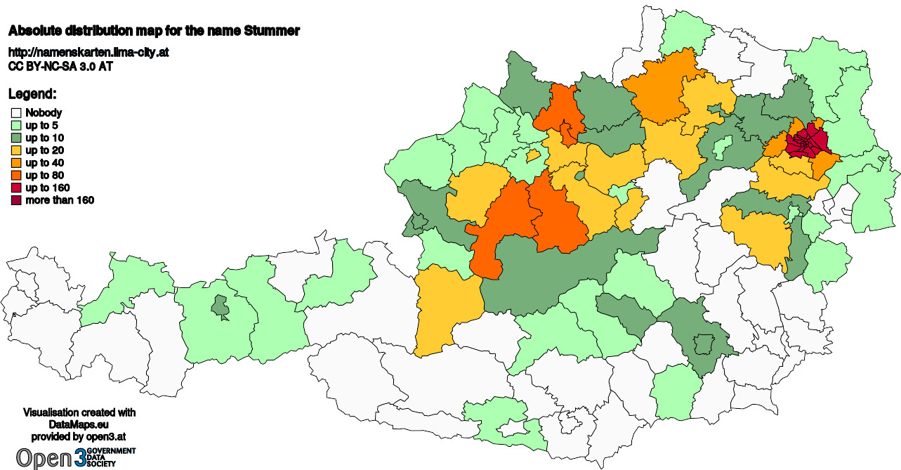 Absolute Distribution maps for surname Stummer