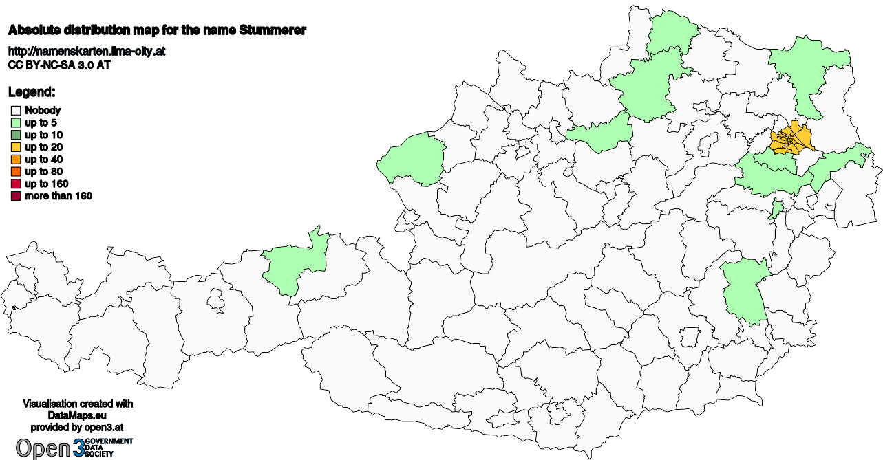 Absolute Distribution maps for surname Stummerer