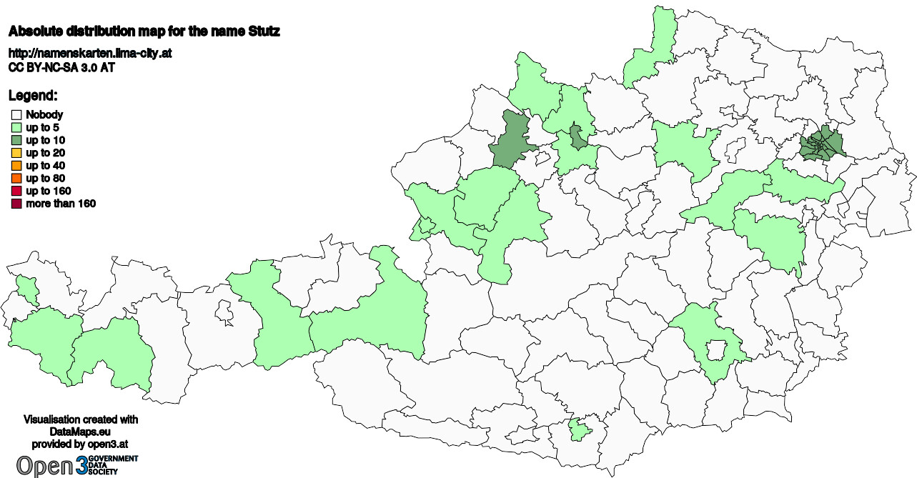 Absolute Distribution maps for surname Stutz