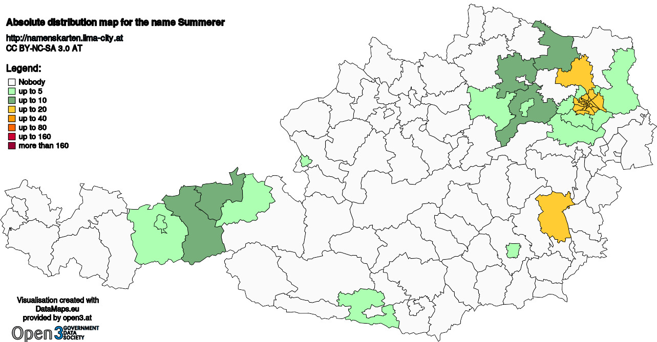 Absolute Distribution maps for surname Summerer