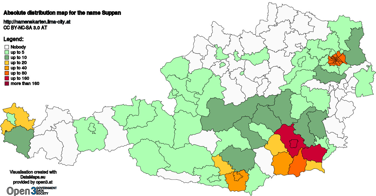 Absolute Distribution maps for surname Suppan