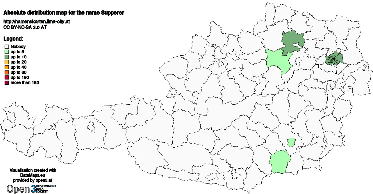 Absolute Distribution maps for surname Supperer