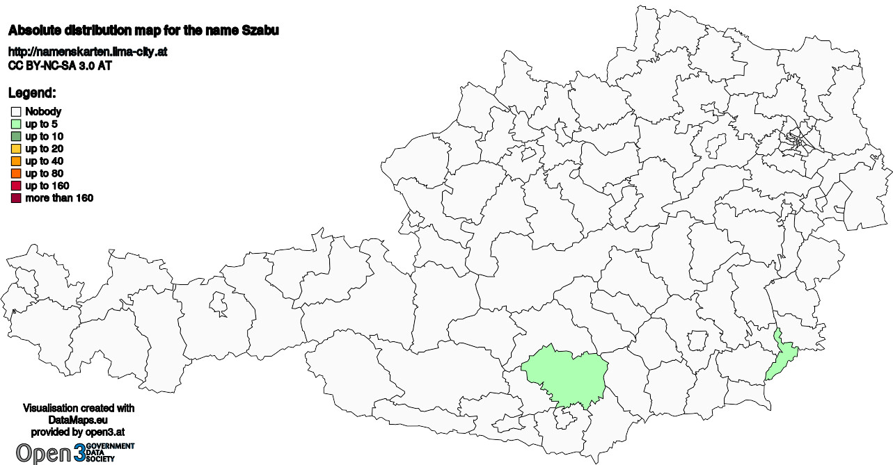 Absolute Distribution maps for surname Szabu