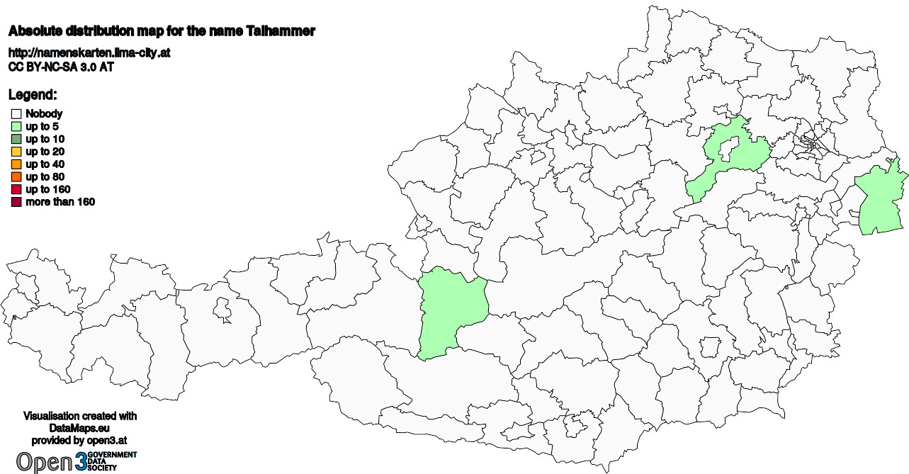 Absolute Distribution maps for surname Talhammer