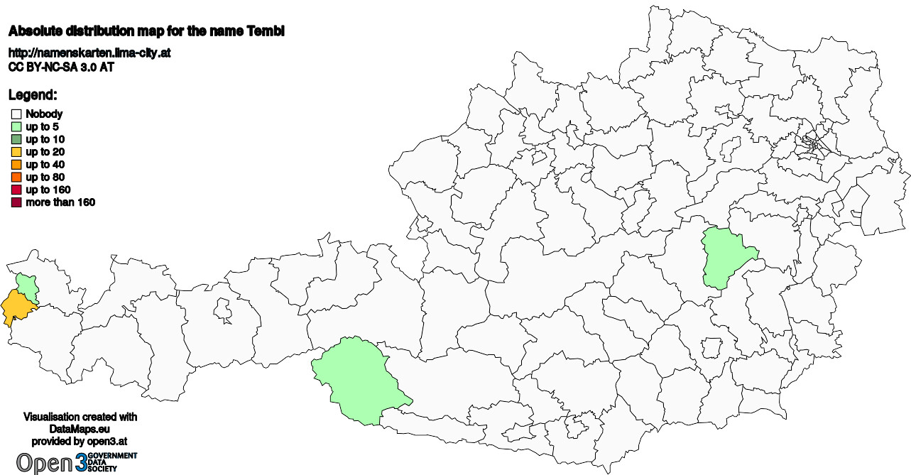 Absolute Distribution maps for surname Tembl