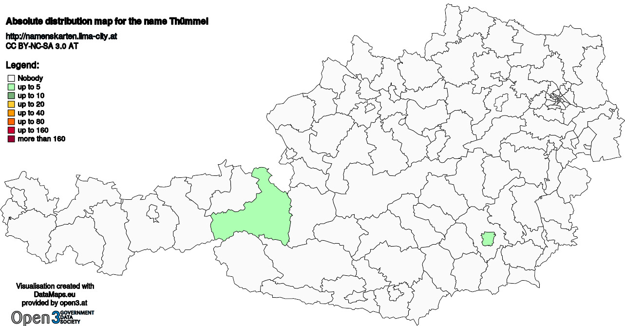 Absolute Distribution maps for surname Thümmel