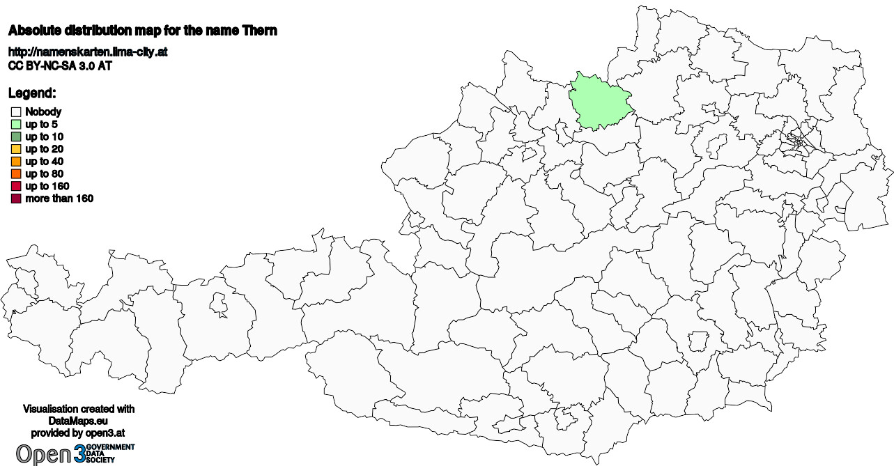 Absolute Distribution maps for surname Thern