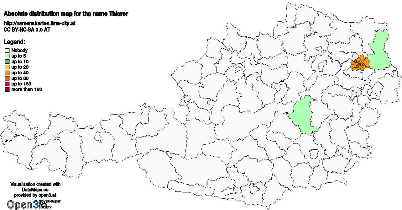 Absolute Distribution maps for surname Thierer