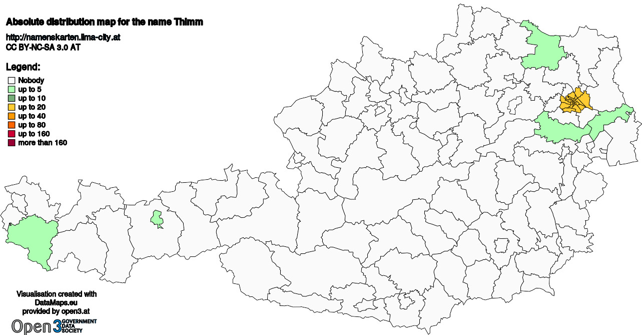 Absolute Distribution maps for surname Thimm