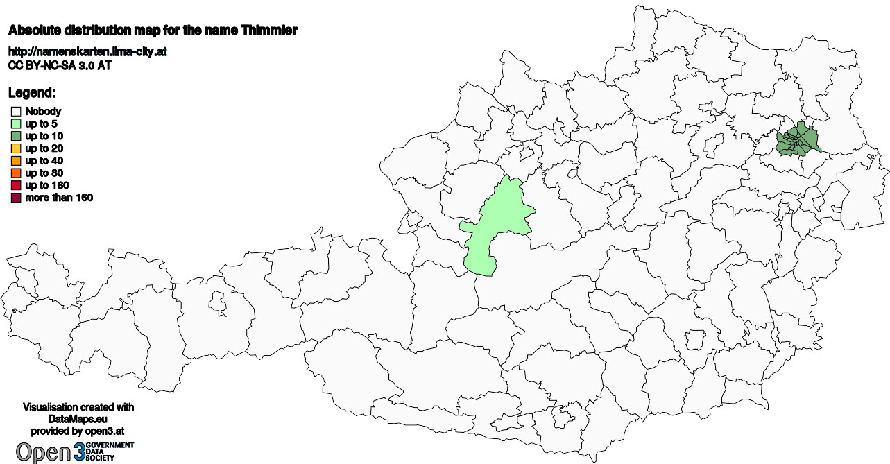 Absolute Distribution maps for surname Thimmler