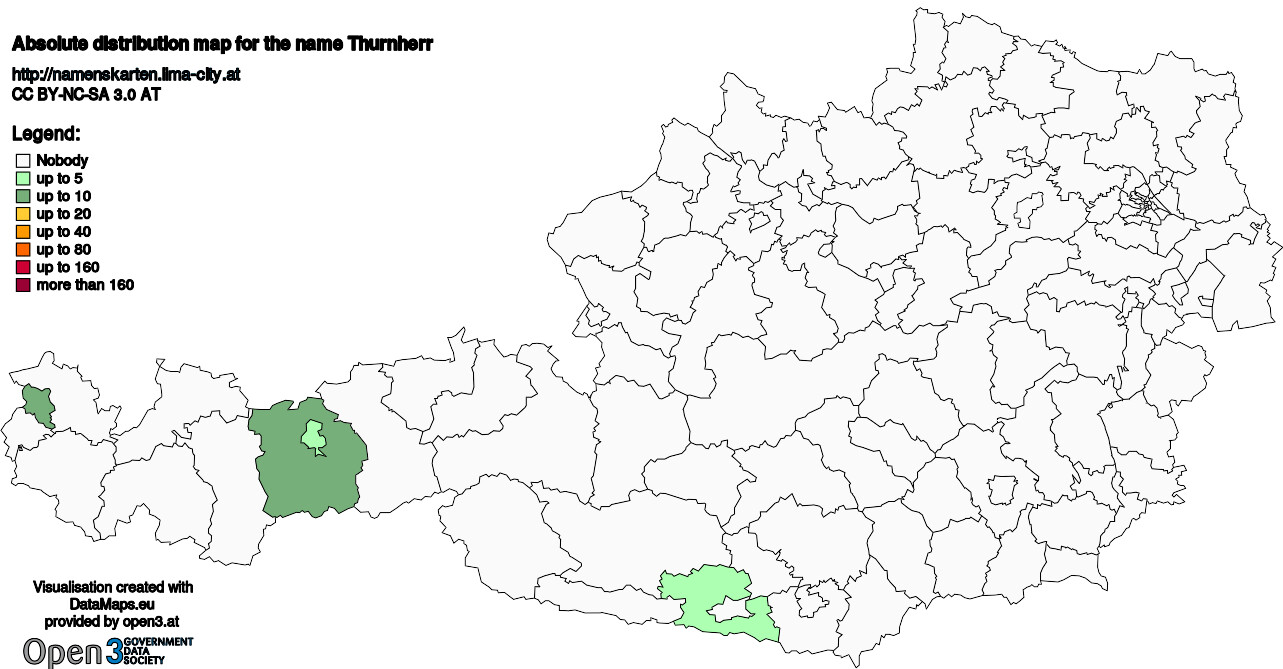 Absolute Distribution maps for surname Thurnherr