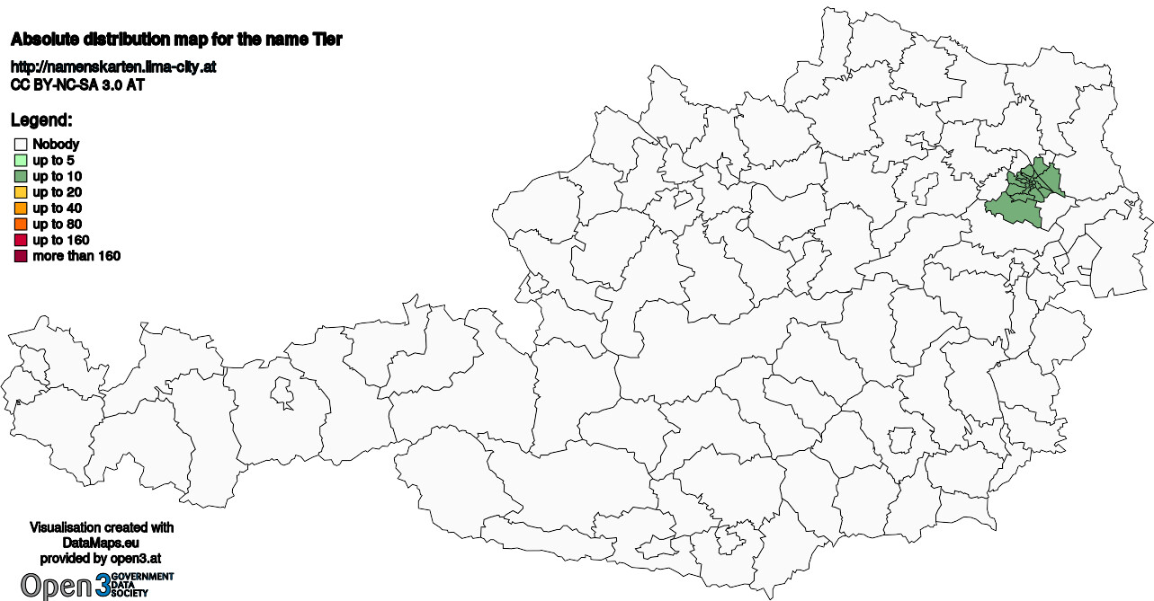 Absolute Distribution maps for surname Tier