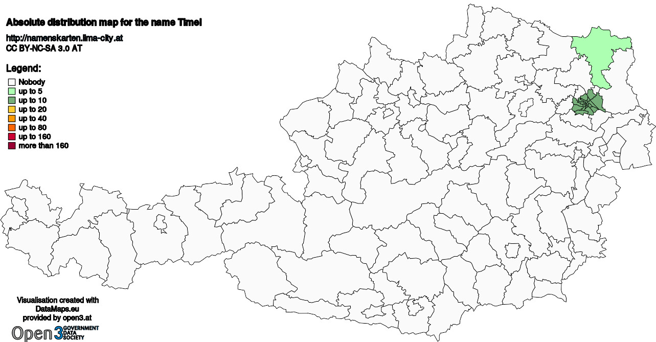 Absolute Distribution maps for surname Timel