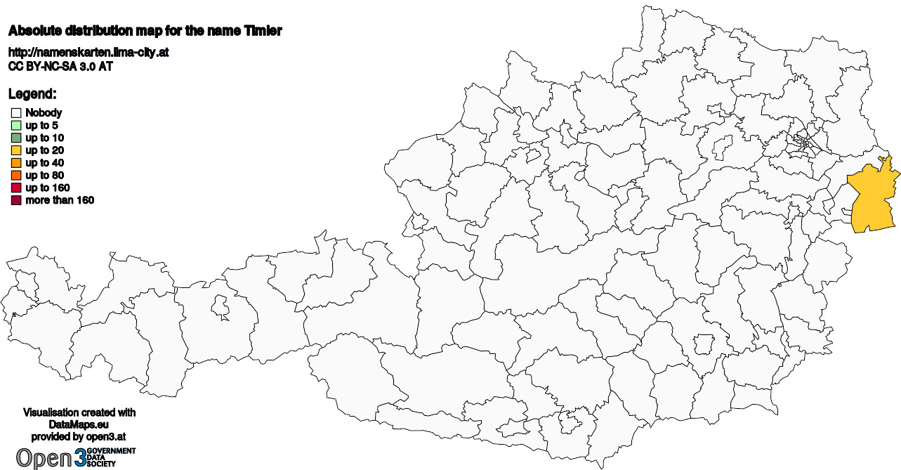 Absolute Distribution maps for surname Timler